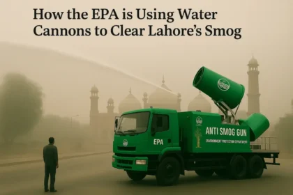 EPA is using Water gun to Clear Lahore's smog